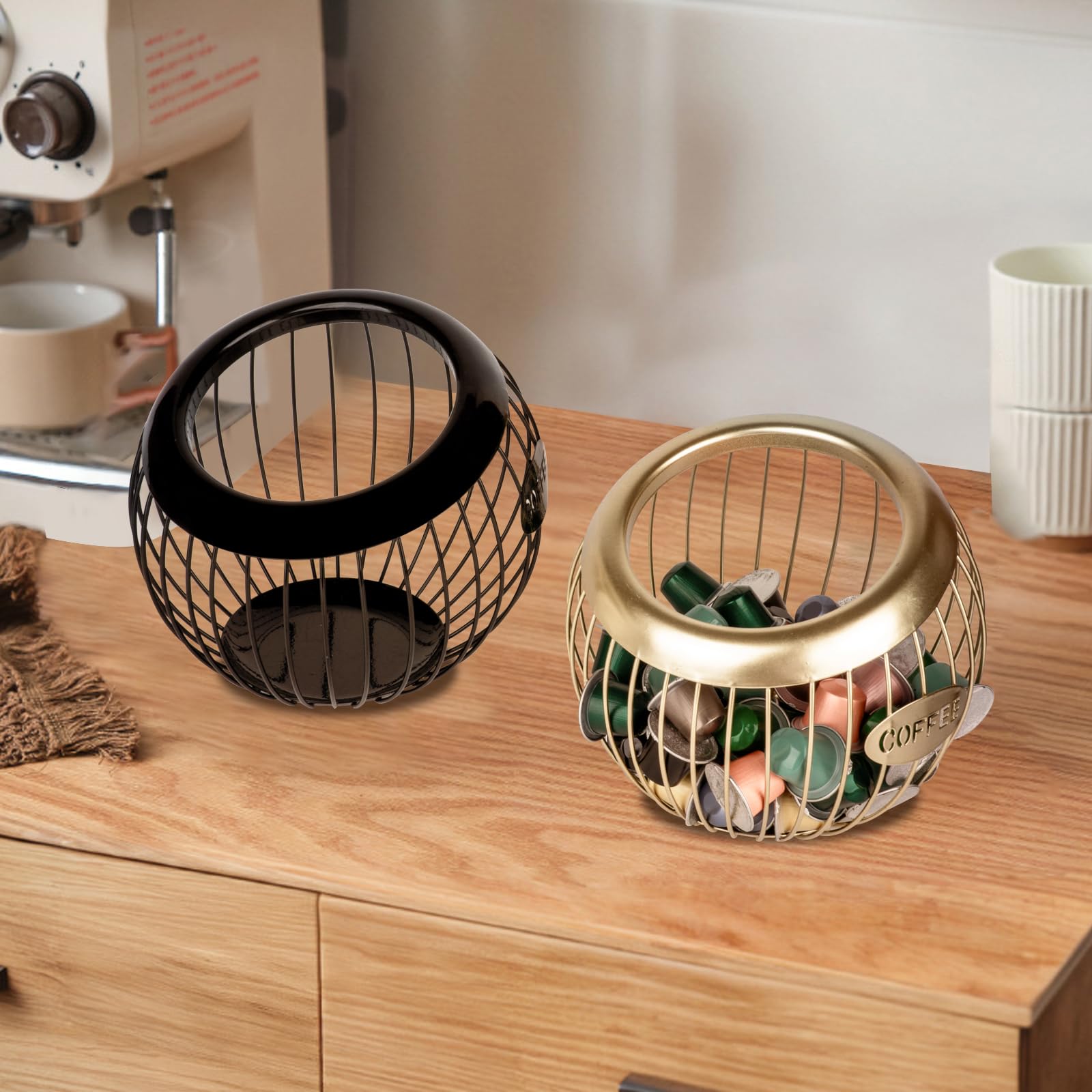 Guolich Stainless Steel Cup Coffee Basket Pods Holder Sturdy for Home or Office Kitchen Counter Organizer Espresso Capsule (BLACK) - Image 3
