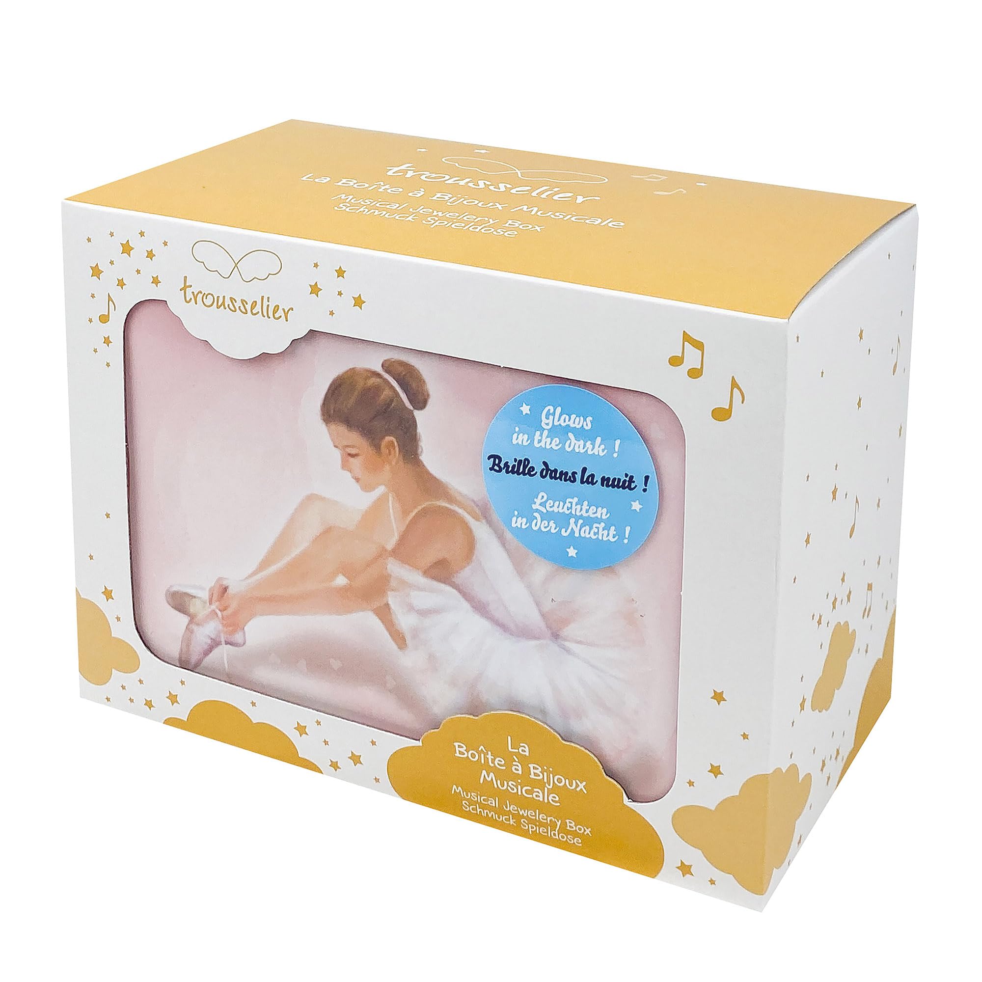 Trousselier 6260974 Schmuckschatulle für Kinder, Ballerina, Spieluhr mit tanzender Figur und Musik, nachtleuchtend