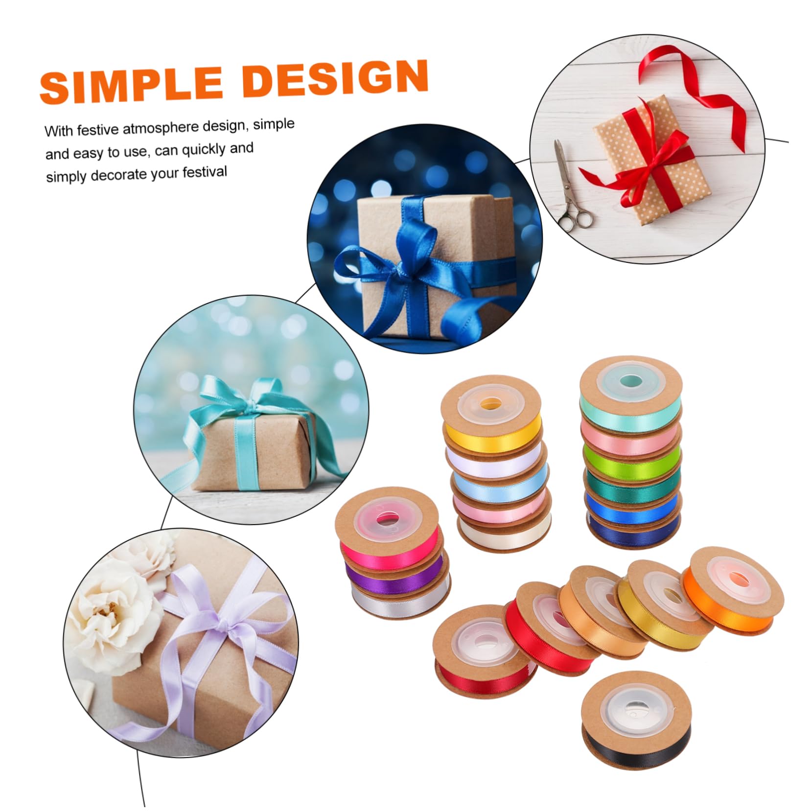jojofuny 20 Nastro Doppio per Confezioni e Decorazioni Feste Set da Rotolo per Bouquet Matrimonio Fai da Te e Decorazioni Natalizie