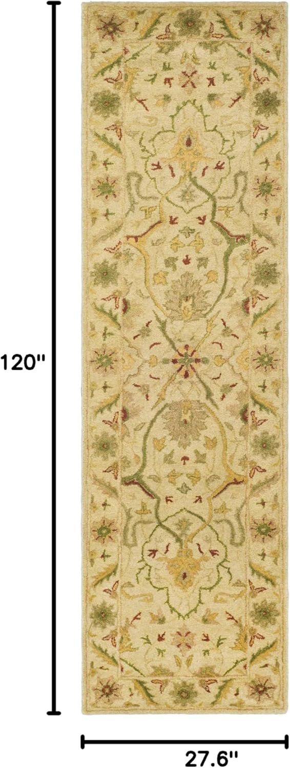 SAFAVIEH Antiquity Collection Runner Rug - 2'3" x 10', Ivory, Handmade Traditional Oriental Wool, Ideal for High Traffic Areas in Living Room, Bedroom (AT14A)