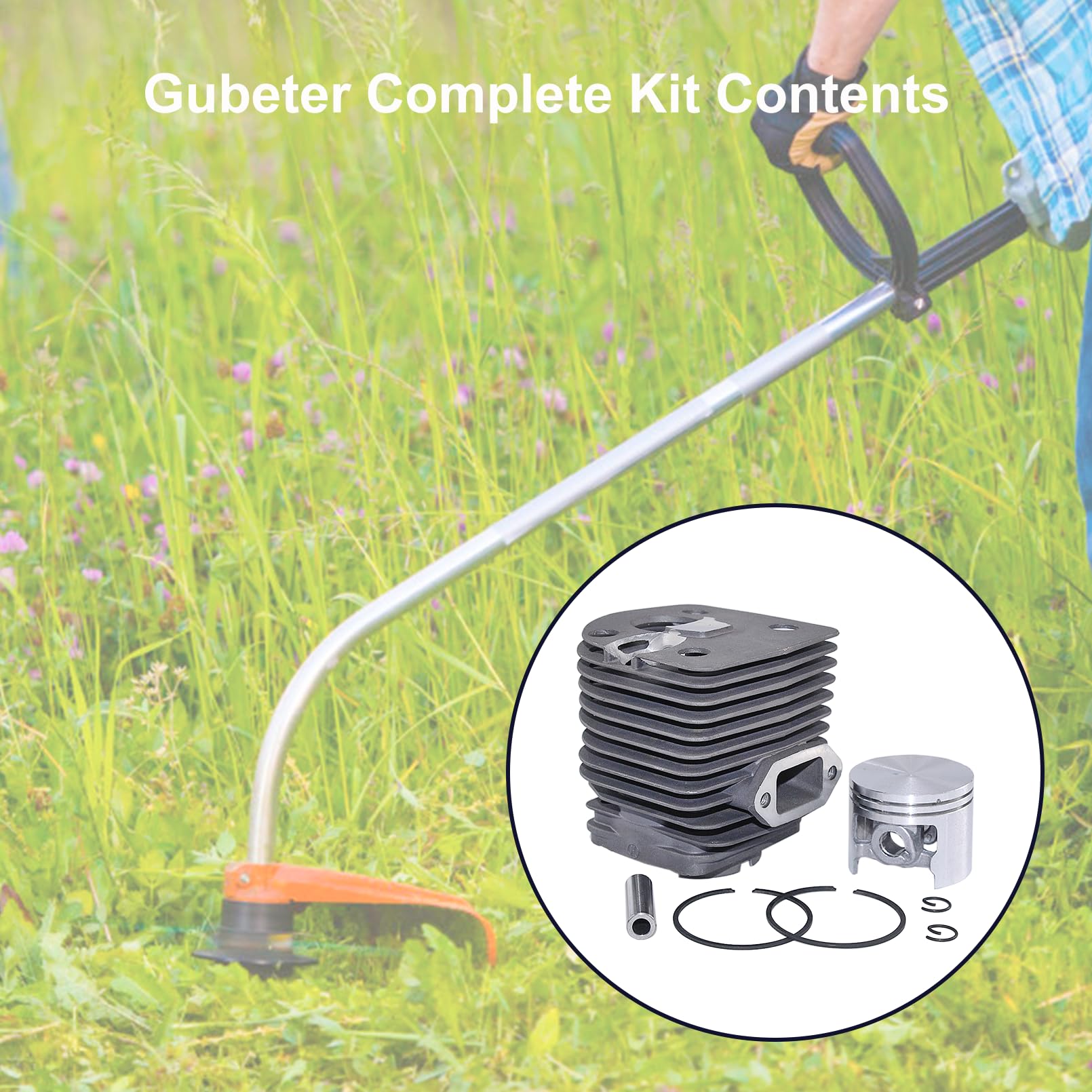 Kit Cilindro e Pistone per Stihl FS550 FS420 FS420L FS550L Ricambi Decespugliatori, Filtro Aria e Kit di Riparazione Carburatore, Sostituisce 4116 020 1215, 4116 120 1602, 4115 141 0300