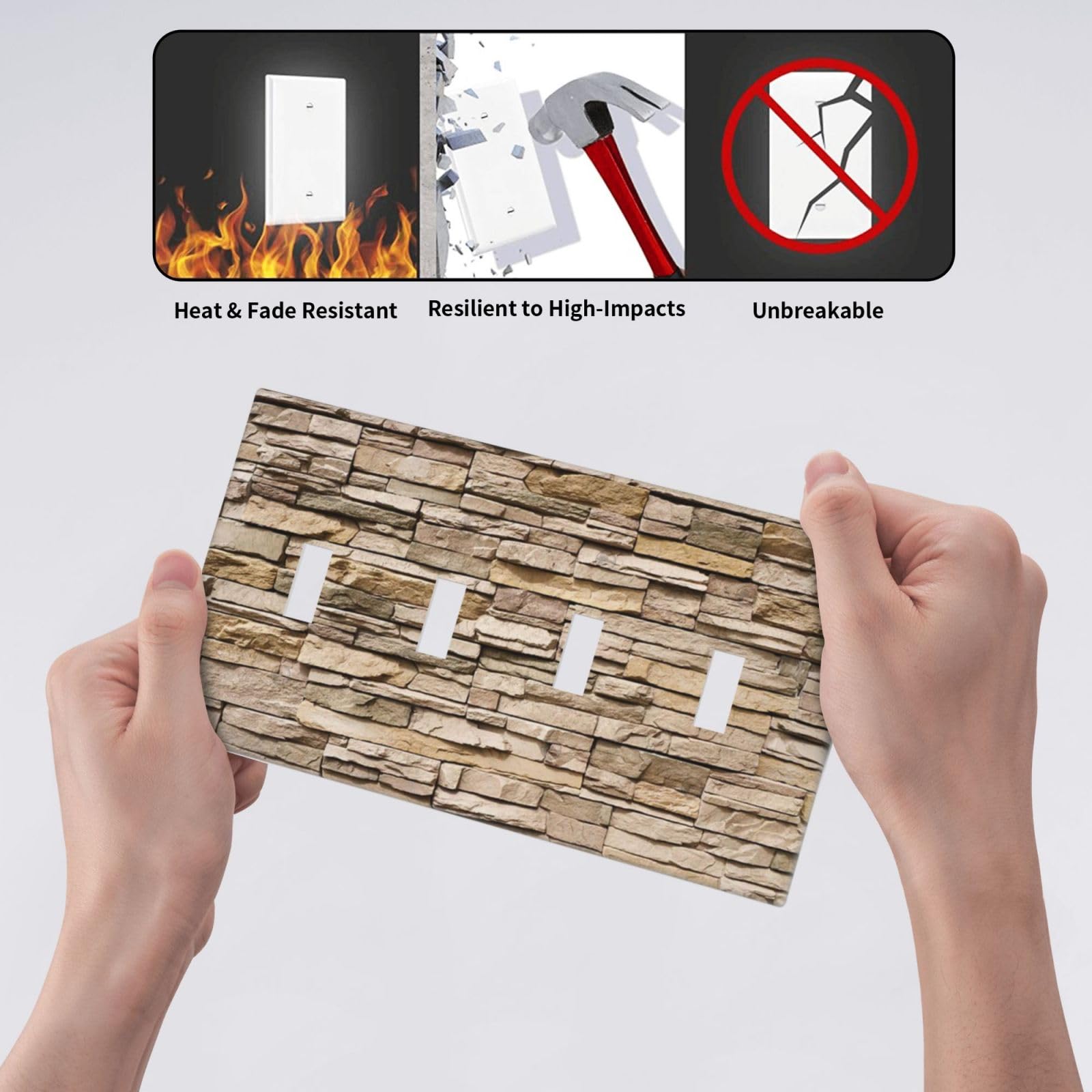 Rochers Rustiques Mur De Brique Imprimé Couverture D'interrupteur