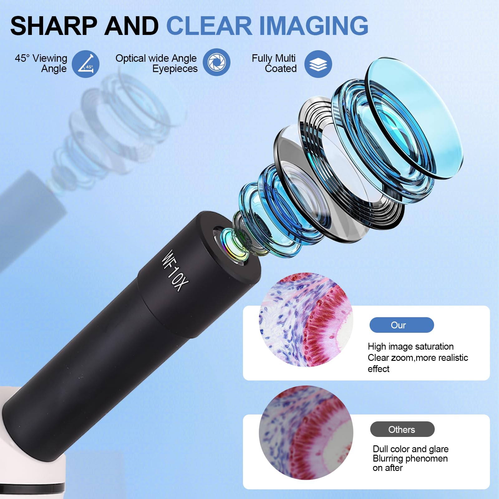 Microscopio para adultos y niños, microscopio de alta potencia 40X-2500X con pantalla de 5 pulgadas, para laboratorio escolar y escuela en casa, equipado con juego de diapositivas y soporte para