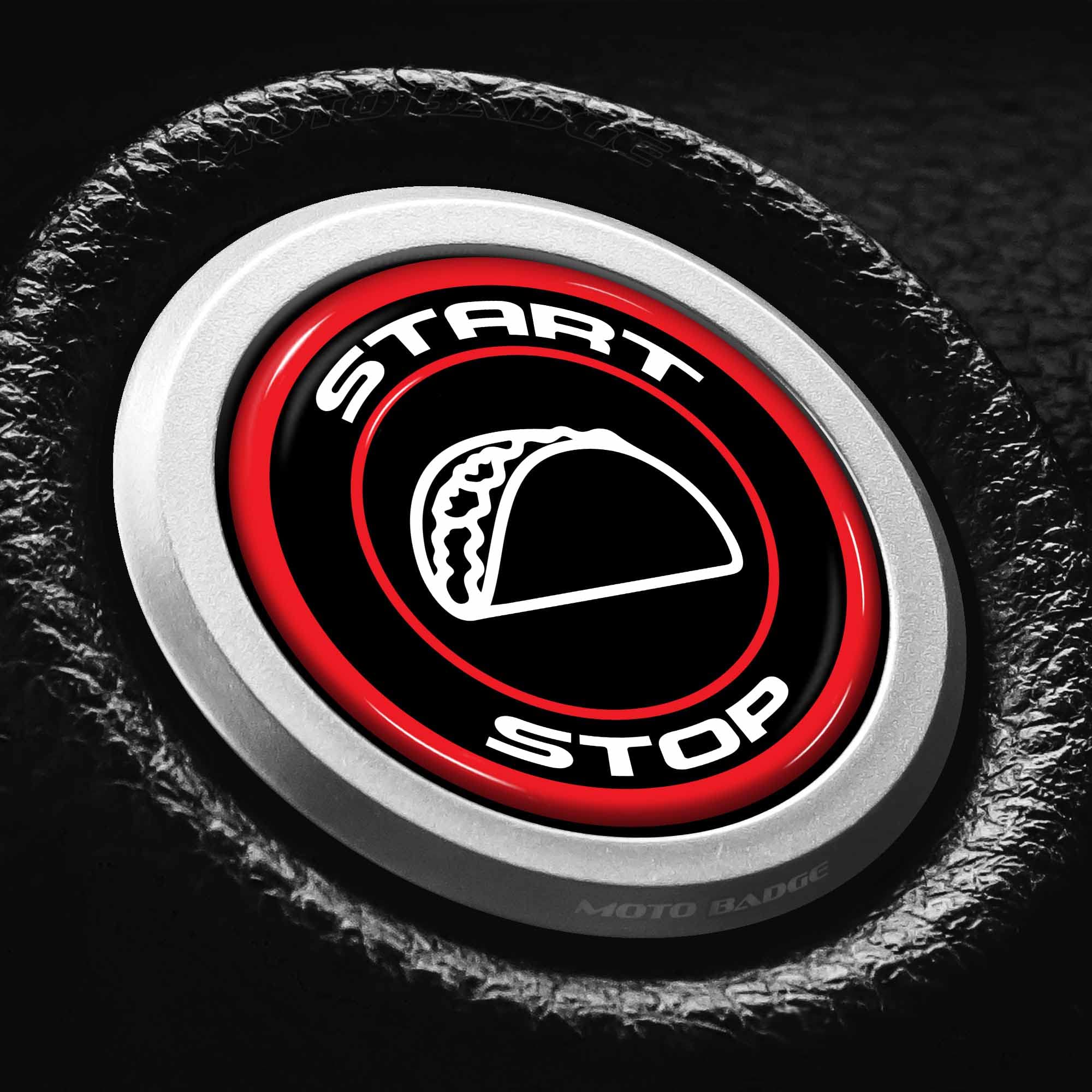 Start Button Cover with Taco - Compatible with Toyota Tacoma Trucks - 3D Gel Overlay for Start Stop Engine Push Start Button T005 (Red)