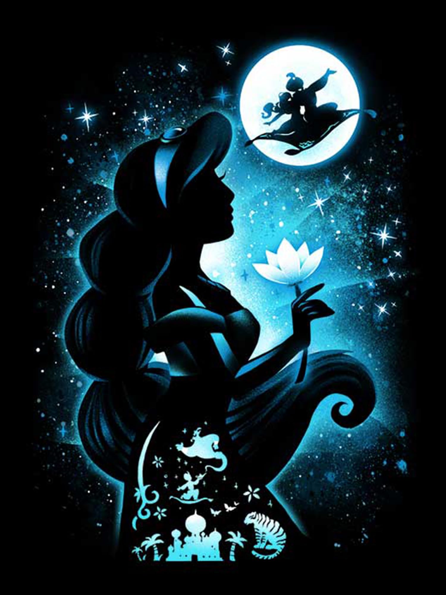 Huanny He006 Diy Diamond Painting Jasmine Diamond Art Aladdin, 5D Full Drill Cross Stitch Embroidery Kits, Funny