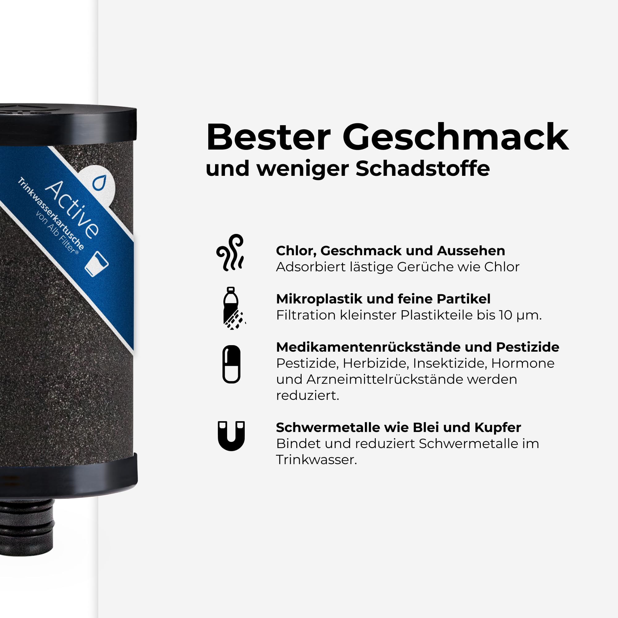 Alb Filter MOBIL Active Trinkwasserfilter Blau – Befüllfilter für Wohnmobil & Camping – Der Wasserfilter reduziert Schadstoffe im Trinkwasser & verbessert den Geschmack – Made in Germany