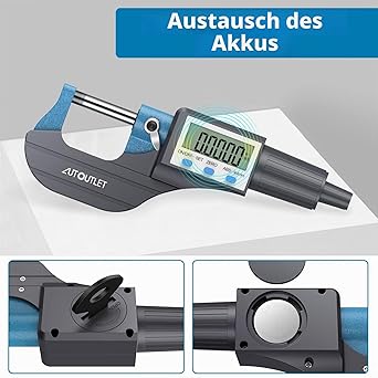 AUTOUTLET Micrometer Digital Outside Micrometer 0-25 mm / 0.001 mm High Precision LCD Digital Micrometer Caliper Length Measuring Tool Micrometer 0.001 mm (0.00005 inches)