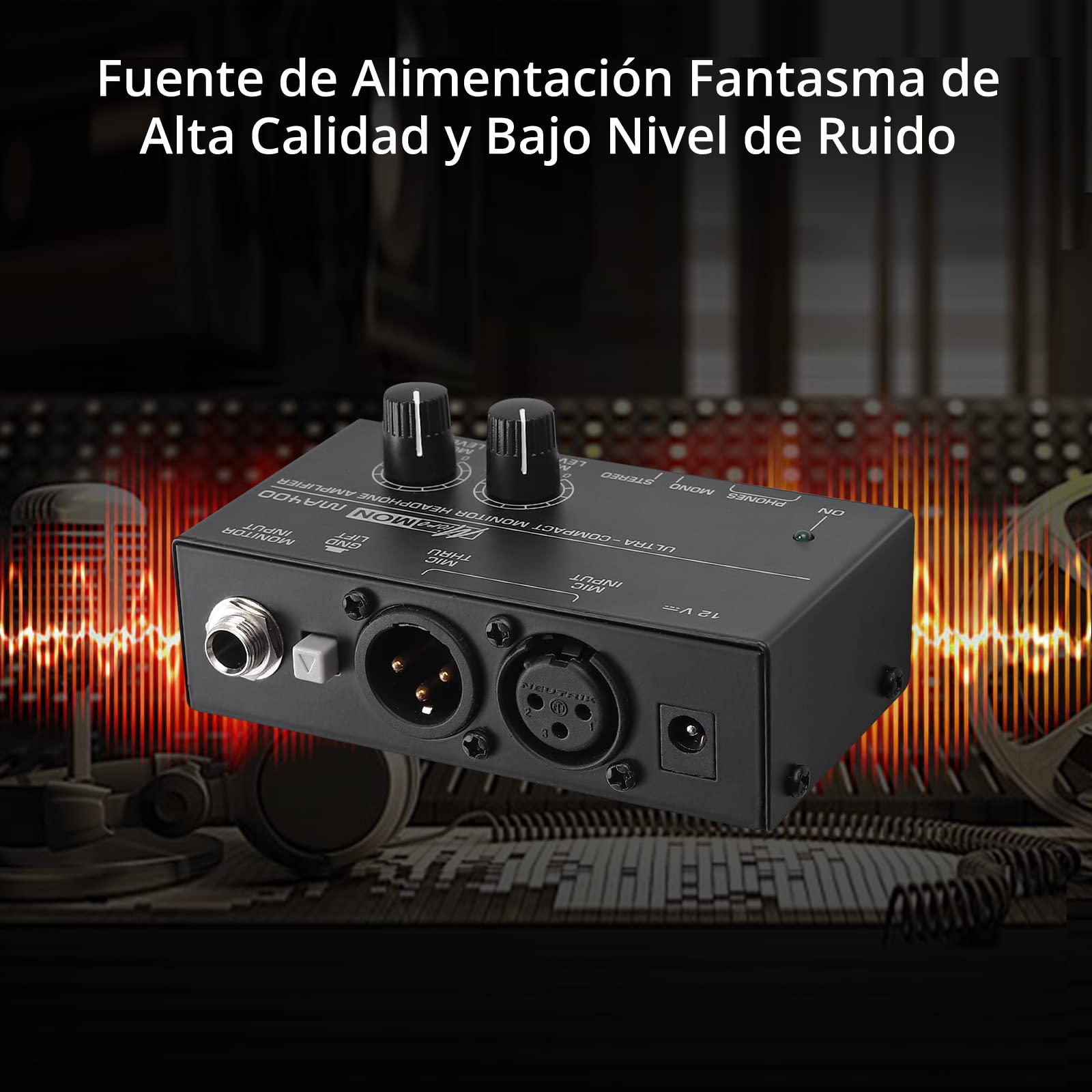 LiNKFOR MA400 Amplificador de Auriculares Ultra-Compacto con Entradas 6,35mm y 3,5mm Amplificador de Auriculares para Señal de Audio y Micrófonos XLR con Control de Volumen para Estudio Escenas