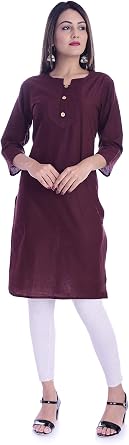 Ramkudi Plain Kurti for Women | Indian style Cotton Kurti | Readymade Pakistani Kurti Top | Includes Only Kurti