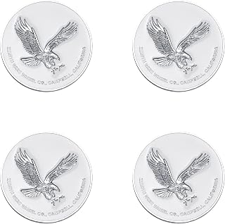 Zenith Eagle Chrome & White Metal Wheel Chip Emblems (Set of 4) | Triple Chrome Plated Solid Metal Wheel Chip Emblems, 2.25" | for Lowriders with Recessed Knock Off Spinner Caps