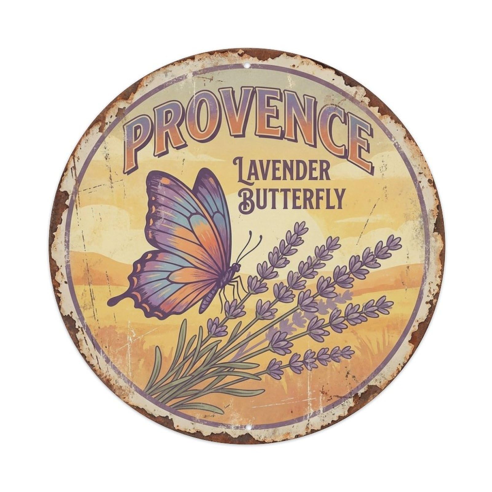 Garden Travel Lavender Butterfly Provence France Metal Tin Sign