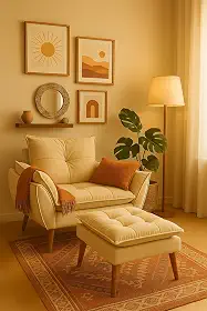 Kit Poltrona Decorativa Amamentação Suede Luxo com Puff Suede Bege - Jrc Móveis