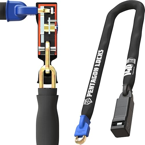 PENTAGON Candado de cadena para bicicleta, magnético, patentado, dorado, seguro, resistente, antirrobo, para bicicletas, scooters y motocicletas,