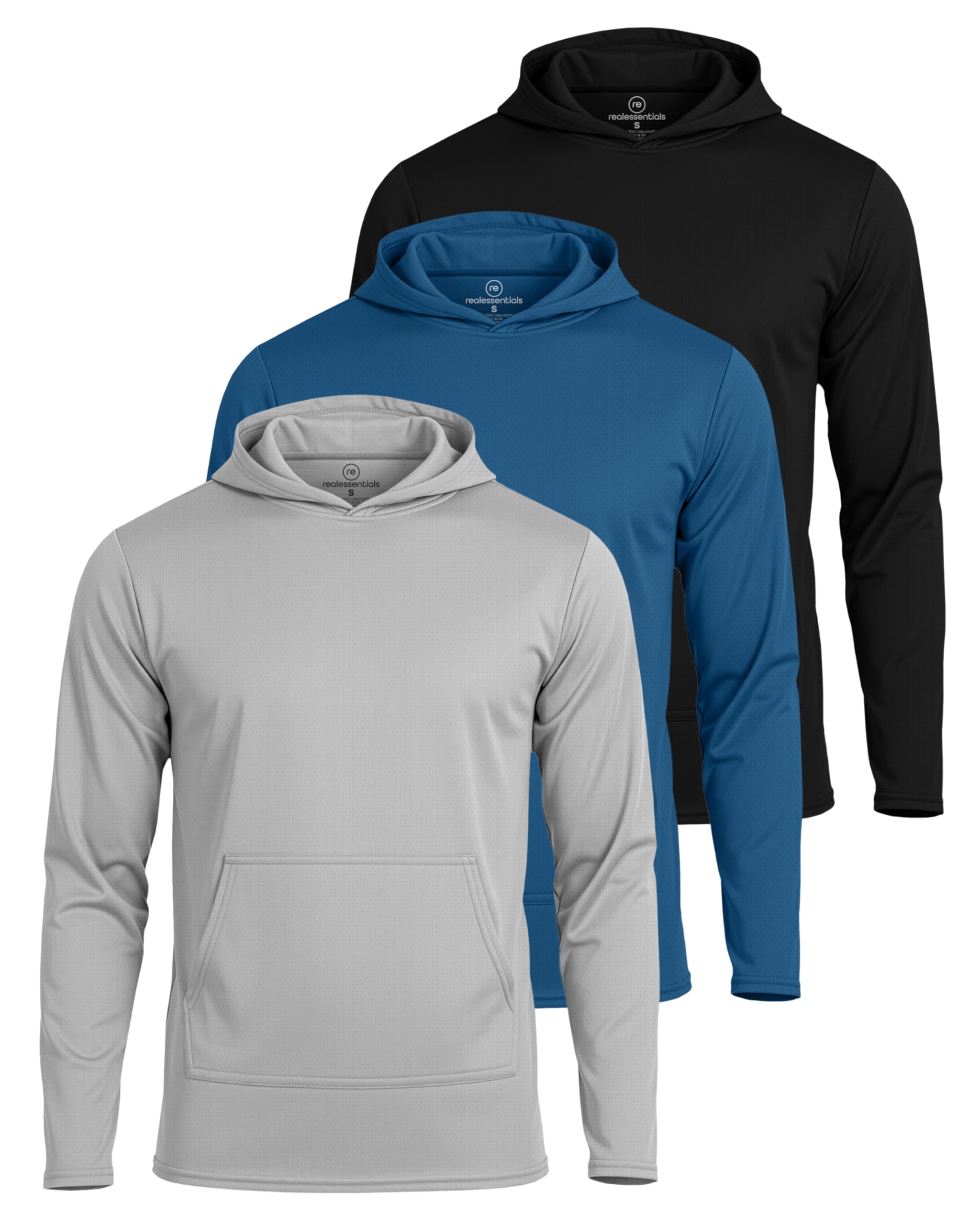 3 Pack Men's Mesh Hoodies Pullover Athletic Gym Workout