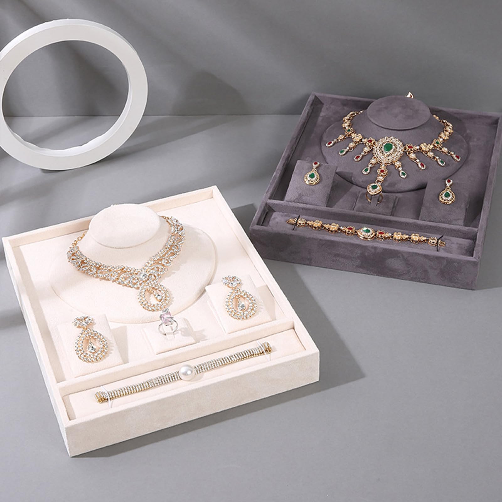 Bandeja multifuncional para cajón de joyería, placa de almacenamiento de terciopelo para anillos, collar elegante, pulseras, organizador de pendientes, pulsera, collar, soporte para pendientes