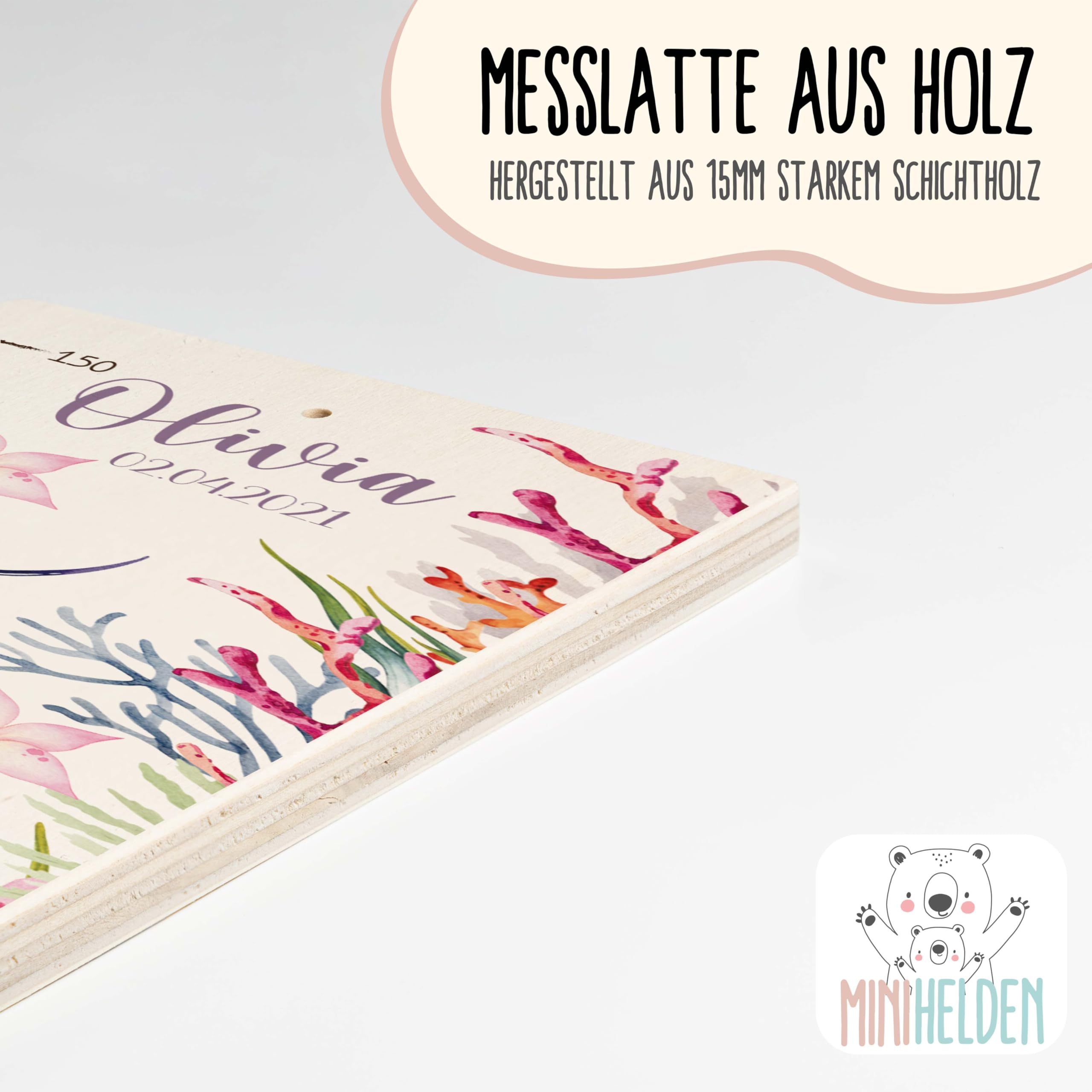 Personalisierte Messlatte Kinder 70-150 cm - Einzigartige Kinderzimmer Deko Mädchen und Jungen, Größenmesser Kinder mit Namen
