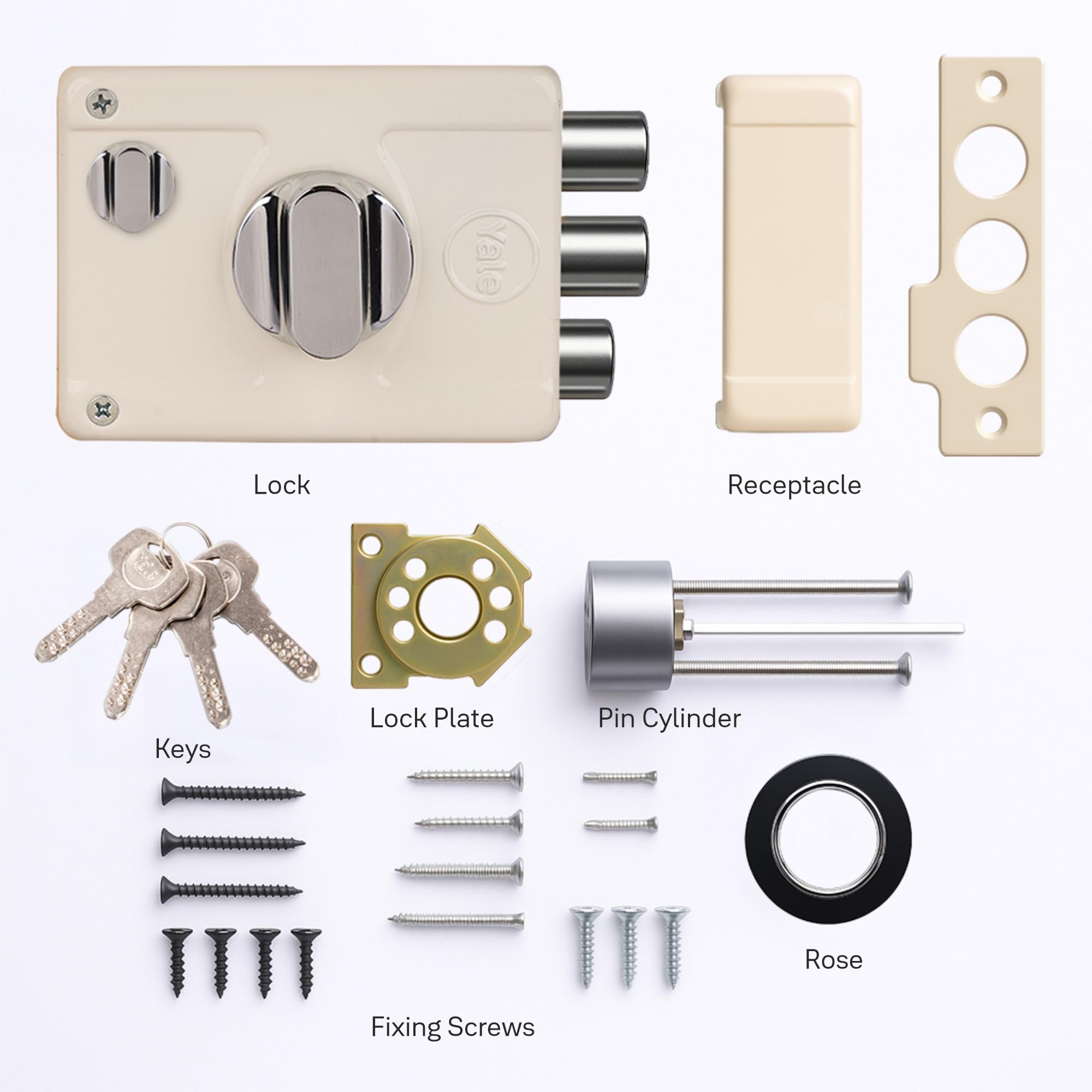 Yale 'Rim Lock, 3 Deadbolts, Thumbturn, 4 Dimple Keys — Amazon image 6