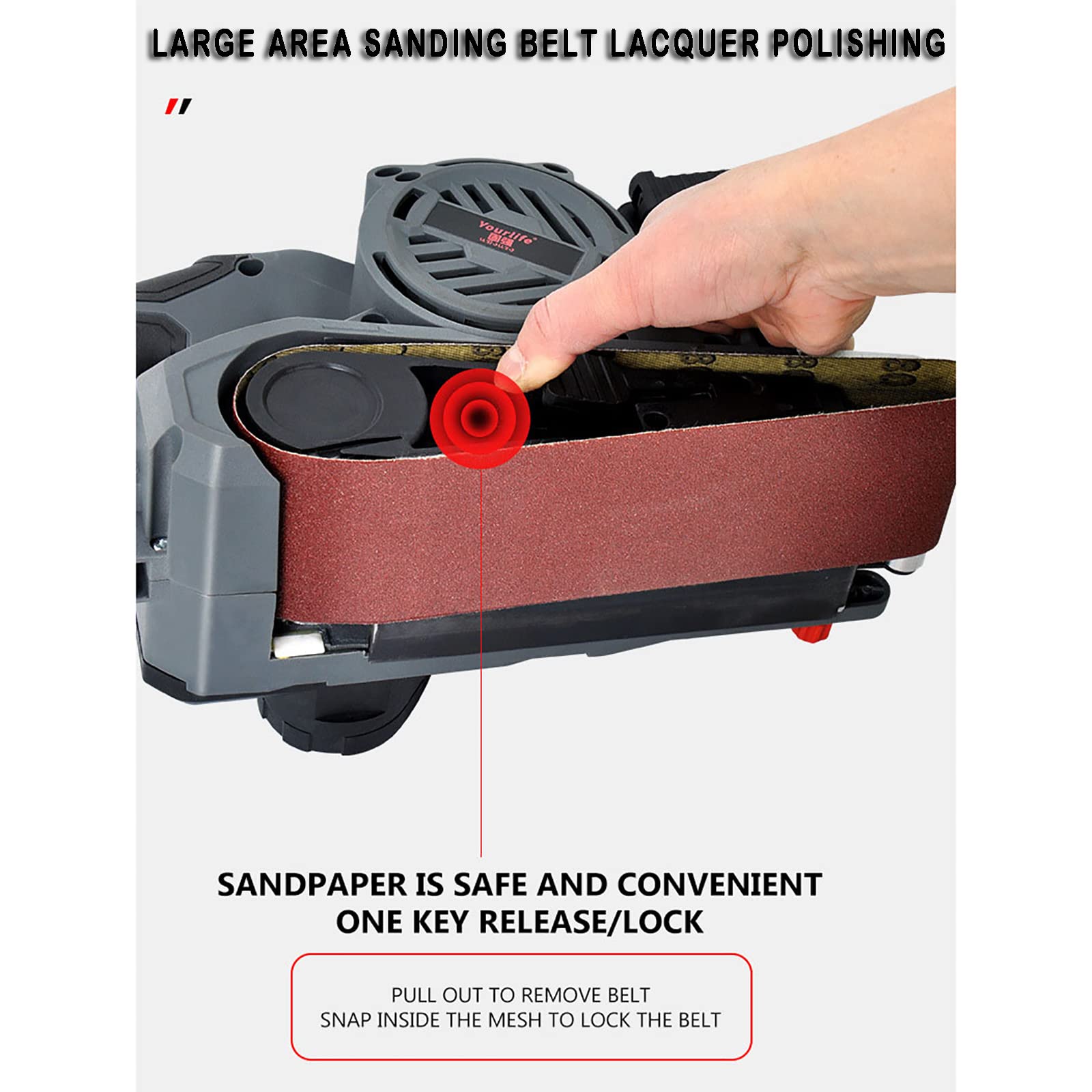 Lijadora De Banda Manual, Lijadora De 1200 W Con Bolsa De Vacío, Ajuste De Velocidad Variable De 6 Velocidades, Utilizada Para Desoxidar Y Pulir Superficies Irregulares De Madera Y Metal