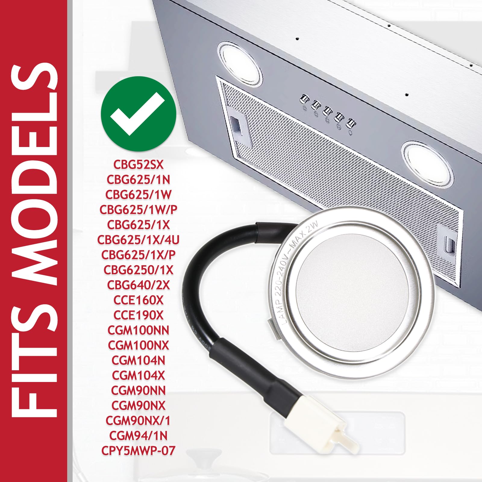 SPARES2GO LED-Licht für Candy CBG CCE CGM Dunstabzugshaube, Abluft-Lampe (Silber, 68 mm, G4)