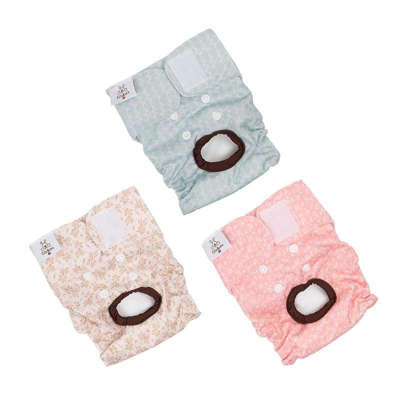 Fralda reutilizável para cadela CuteBone ajustável com fechamento Hook & Loop XS pacote com 3