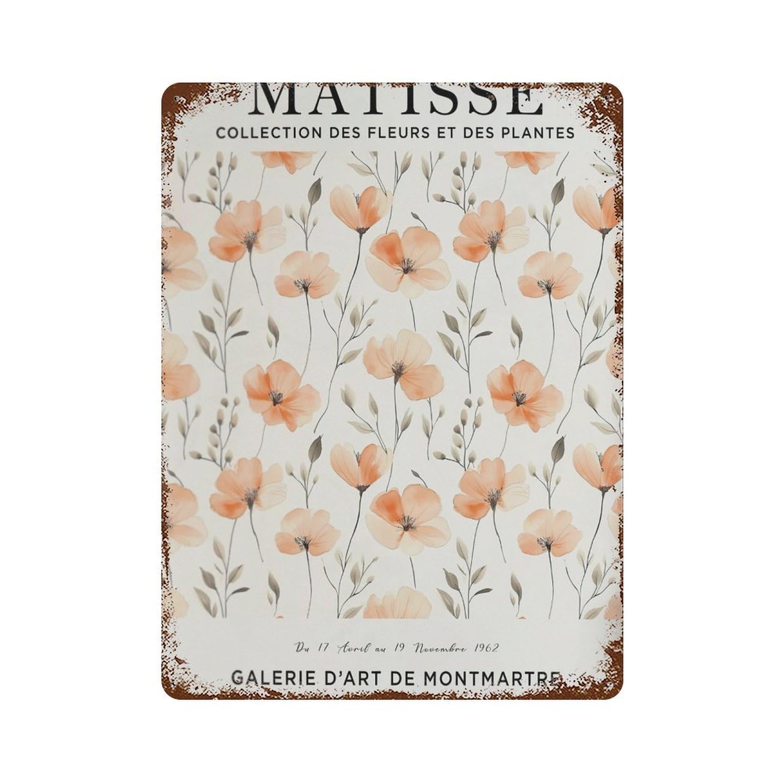 xiaoxiaoshen Henri Matisse Flower Peach Flower. Market Plant. Botanical Wall Decor Art Metal Tin Poster Modern Home Decor Art Home Bar Shop Decorations Vintage Sign 40x30cm