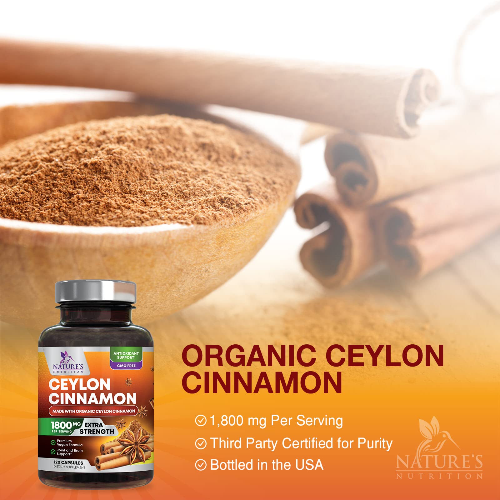 Certified Organic Ceylon Cinnamon (Made with Organic Ceylon Cinnamon