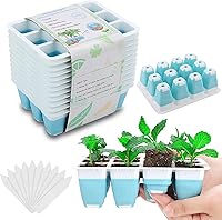 Vista 9 de 5 bandejas reutilizables para iniciación de semillas, kit de inicio de semillas de 60 celdas con células flexibles emergentes, bandejas de inicio