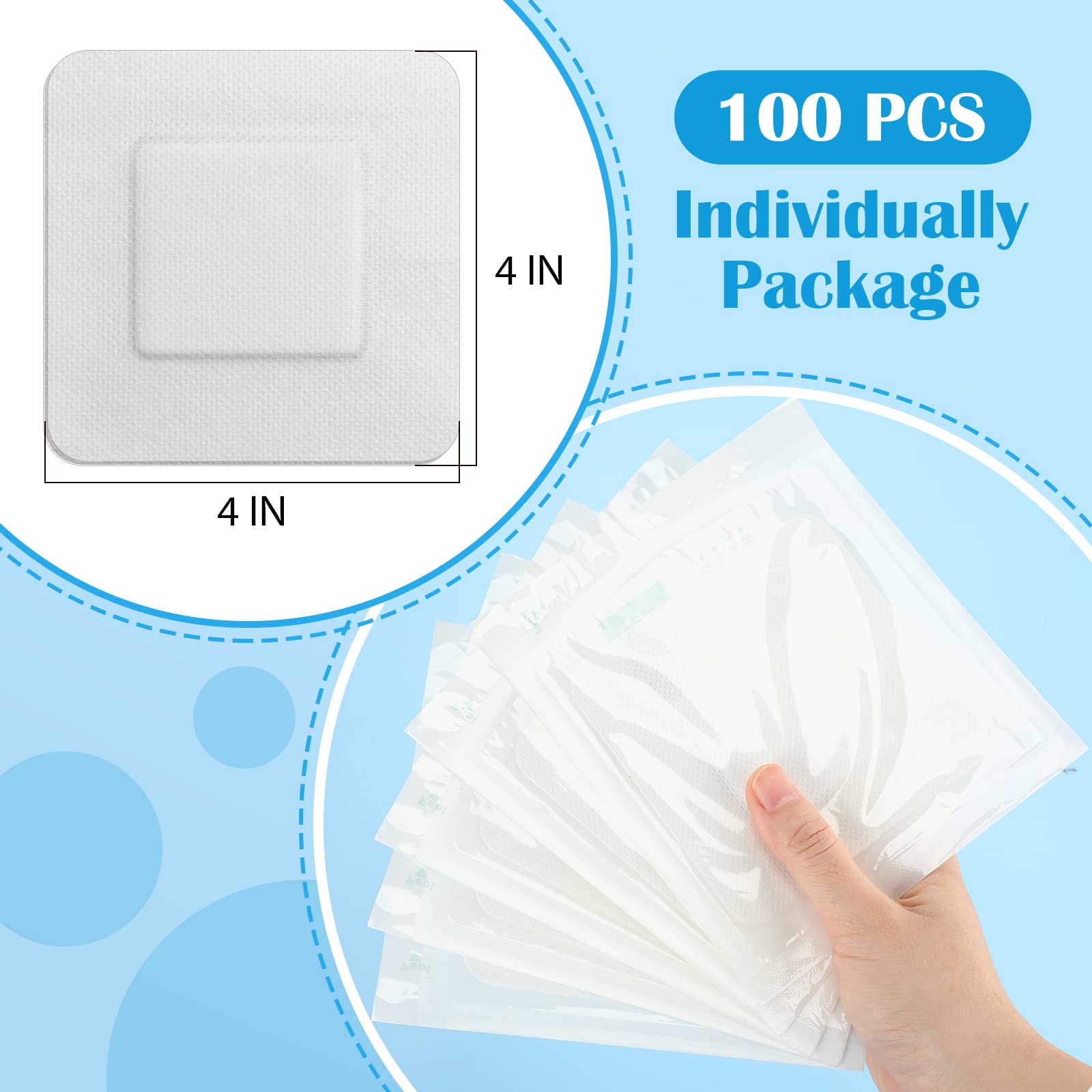 Nuogo 100 Pack Island Dressing 4"x4" Bordered Gauze Pads Breathable Dressing Pad with Adhesive Border Bandages Bulk Soft Individually Wrapped for Wound Care, First Aid, Minor Cuts, Scrapes — Amazon image 2