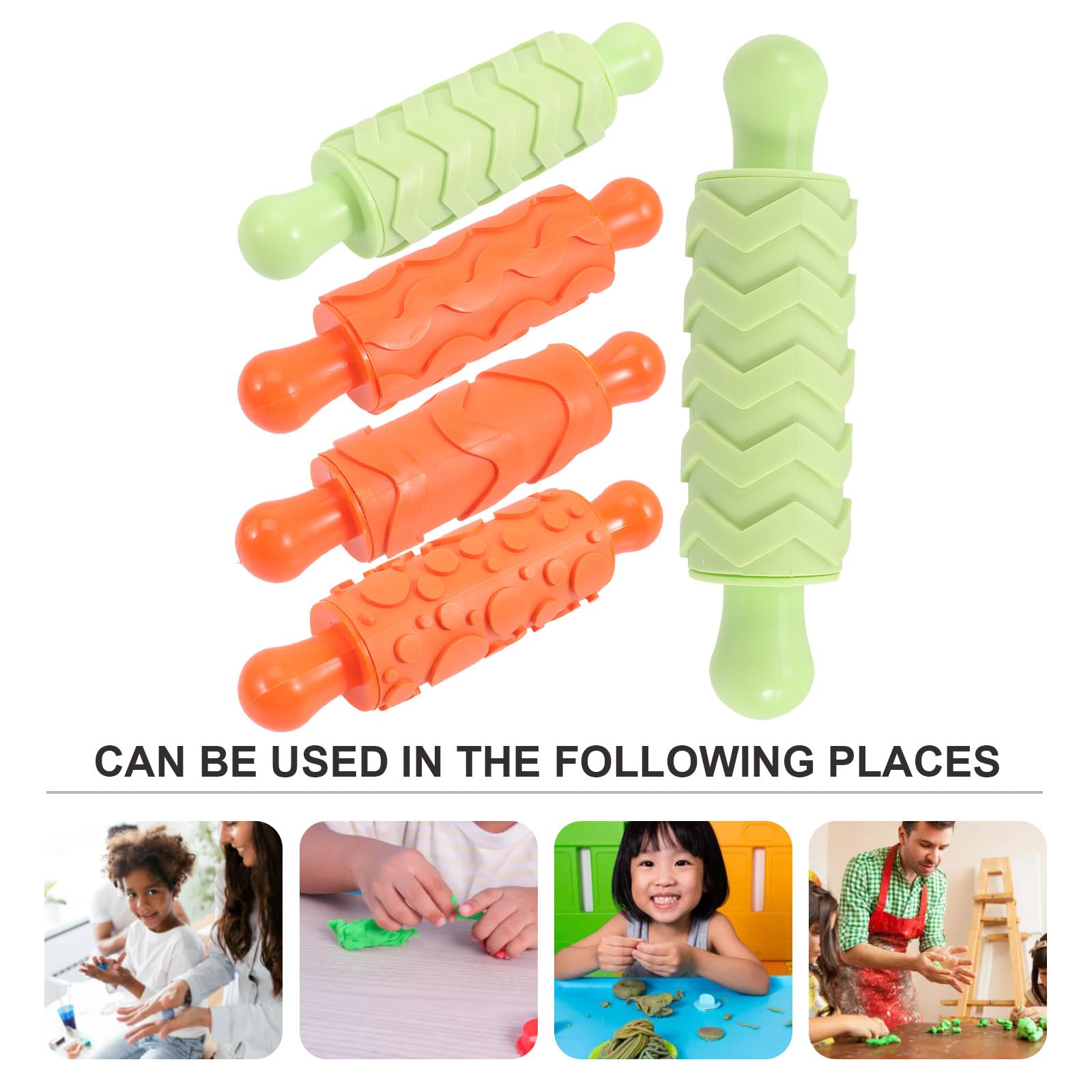 Generic Rodillos de Amasar para 5 Piezas de Plástico Apto para Alimentos Varilla de Laminación para Masa, Tortillas y Pizza, Herramienta de Manualidades para Repostería y Plastilina