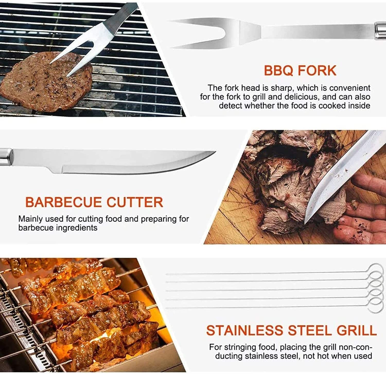 Zestaw akcesoriów do grilla - 20 szt. Zestaw narzędzi do grillowania ze stali nierdzewnej Zestaw przyborów do grillowania z termometrem do mięsa na kempingowy grill przydomowy Piknik
