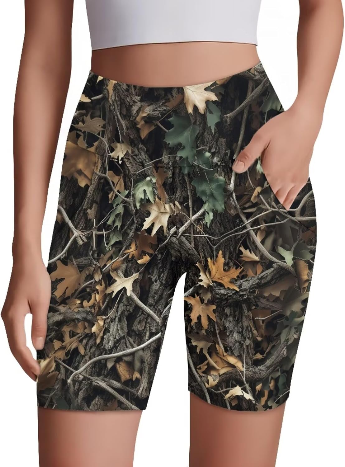 Poceacles Biker Shorts for Women Tummy Control Workout Shorts with Pockets, High Waist Gym Running Yoga Leggings