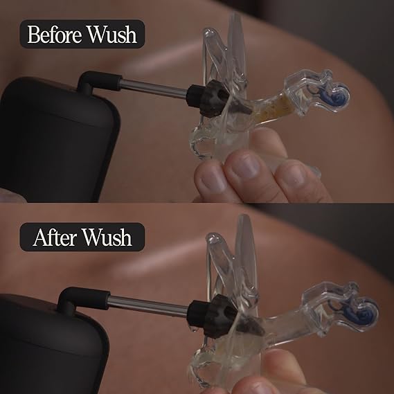 Wush Pro By Black Wolf- Deluxe Water Powered Ear Cleaner- Safe & Effective- Electric Triple Jet Stream 3 Pressure Settings For Ear Wax Buildup- Ear Wax Removal Kit- Water Resistant USB Rechargeable