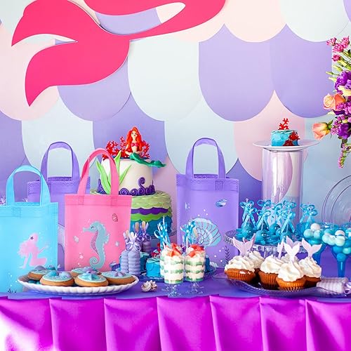 Miniatura 5 de Faccito 24 bolsas de regalo de sirena, bolsa de regalo de cumpleaños de sirena, bolsa de golosinas bajo el mar, bolsa de regalo no tejida para