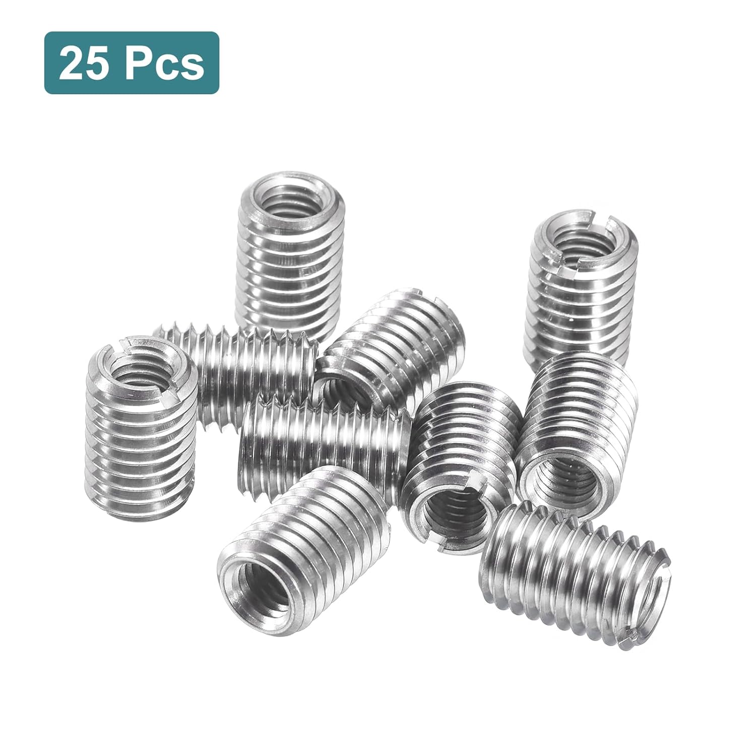 uxcell 25Pcs Threaded Inserts, M8-1.25x18 & M12-1.75x18 Stainless Steel 303 Screw Thread Sleeves Thread Repair Insert for Mechanical Equipment