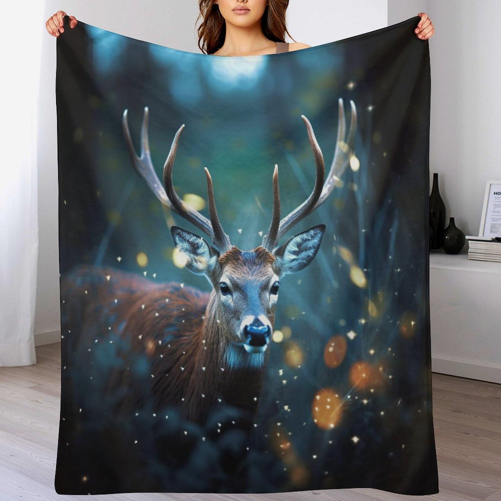 Manta de franela con ciervo de 140x180 cm para sofás y camas infantiles