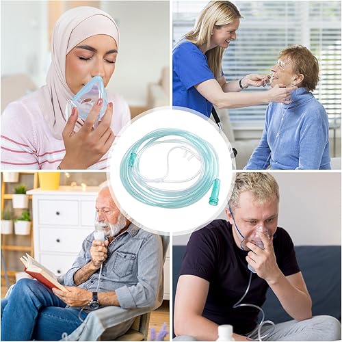 Miniatura 7 de Paquete de 5 cánula nasal de oxígeno suave para adultos, tubo de cánula nasal estándar de 8.2 pies para concentrador de oxígeno, tubo de oxígeno