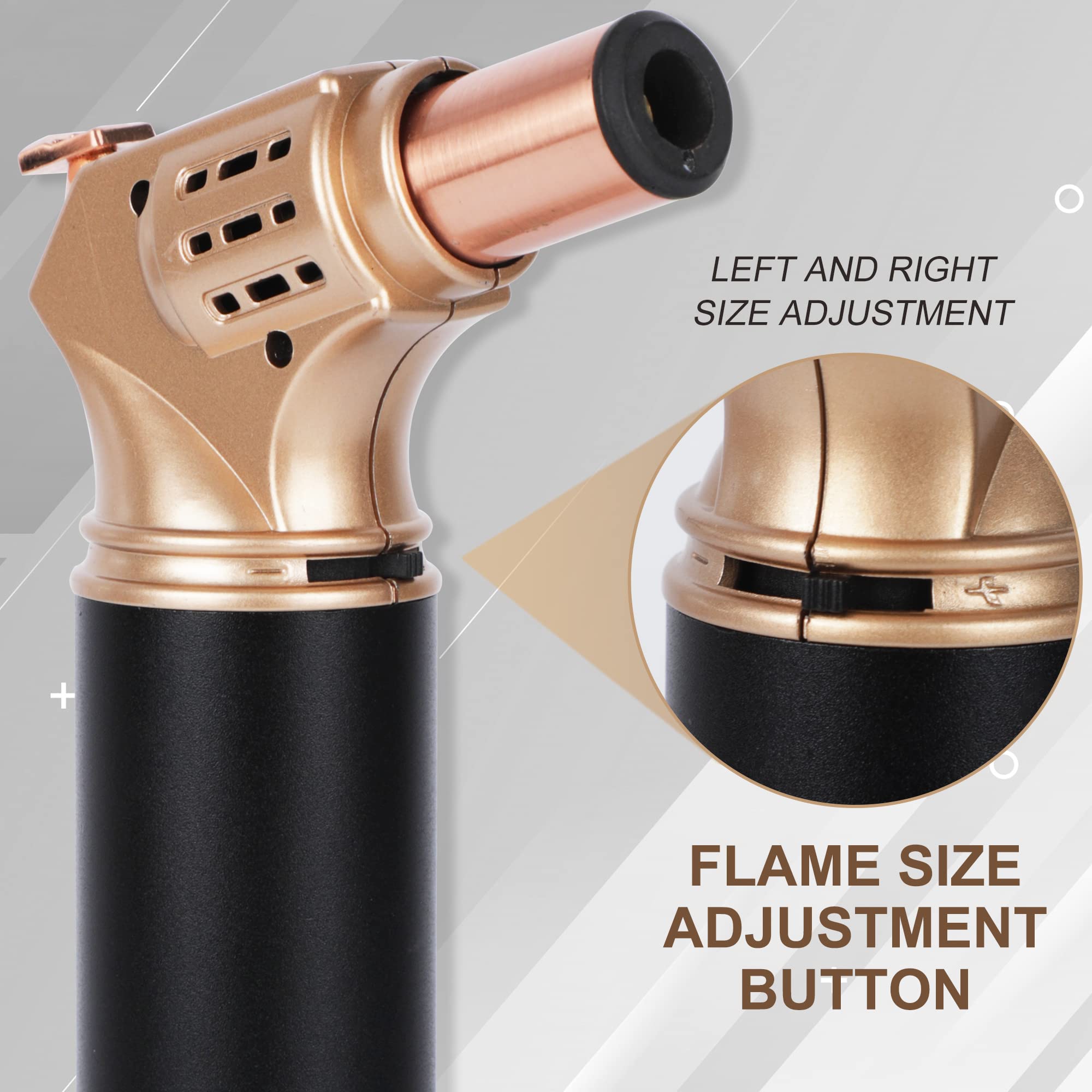 Torcia A Butano Ricaricabile Con Fiamma Regolabile E Blocco Di Sicurezza – Accendino Jet Antivento Per Cucina, Creme Brulee E Barbecue – Gas Non Incluso