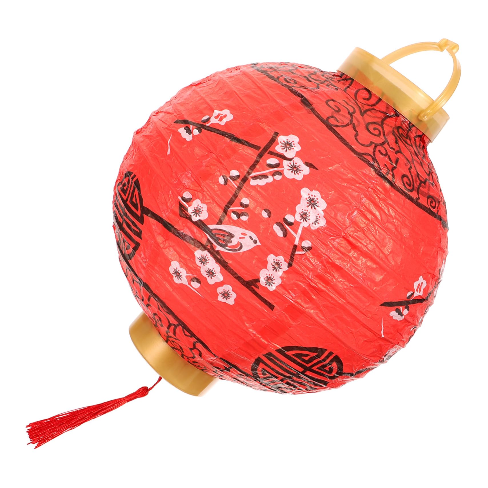 Lanterne ronde en papier rouge Gatuida suspendue en bois pour fête et festival