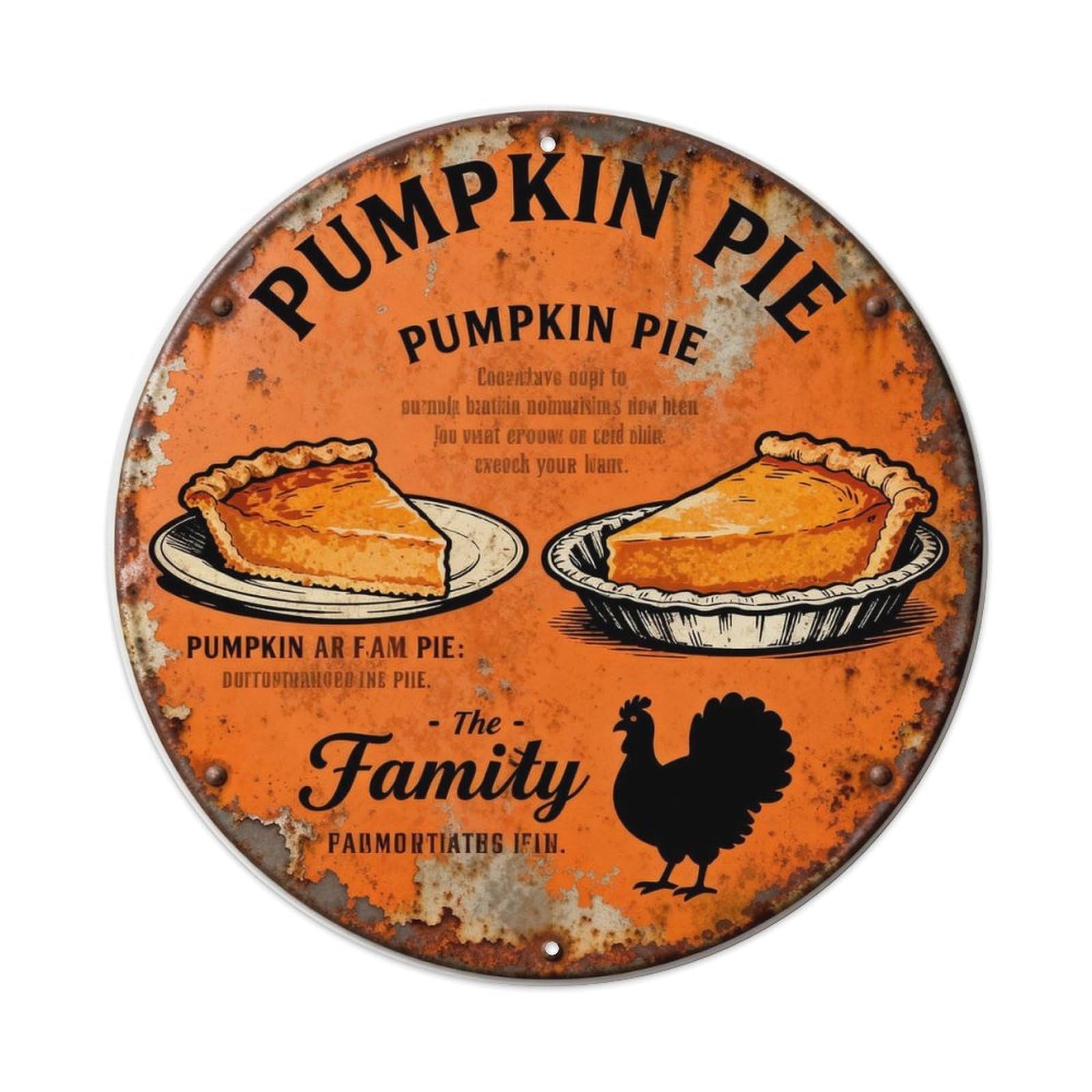 PUMPKIN PIE Metal Tin Sign Plaque