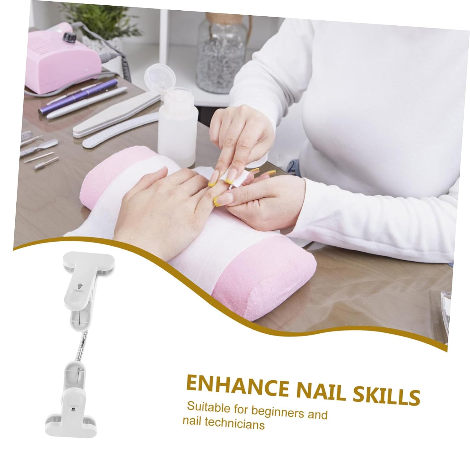 NOLITOY Nail Art Practice Hand Clip Durable Double Headed Nail Practice Tool for Improving Skills Nail Art Techniques Versatile Manicure Clip for Home and Salon Use