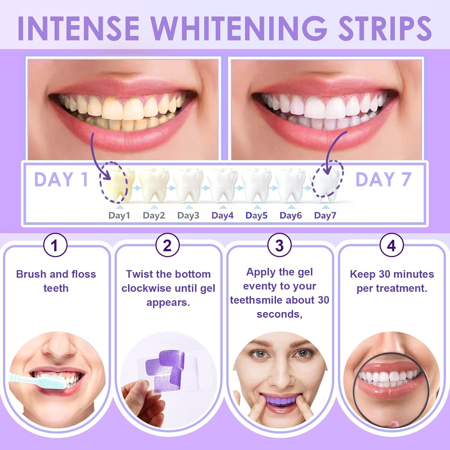 Drdent Tiras Blanqueadoras Dentales Púrpura,blanqueador Dental Profesional, Eliminan Manchas Y Hacen Que La Sonrisa Brille (1 Stück 42pcs)