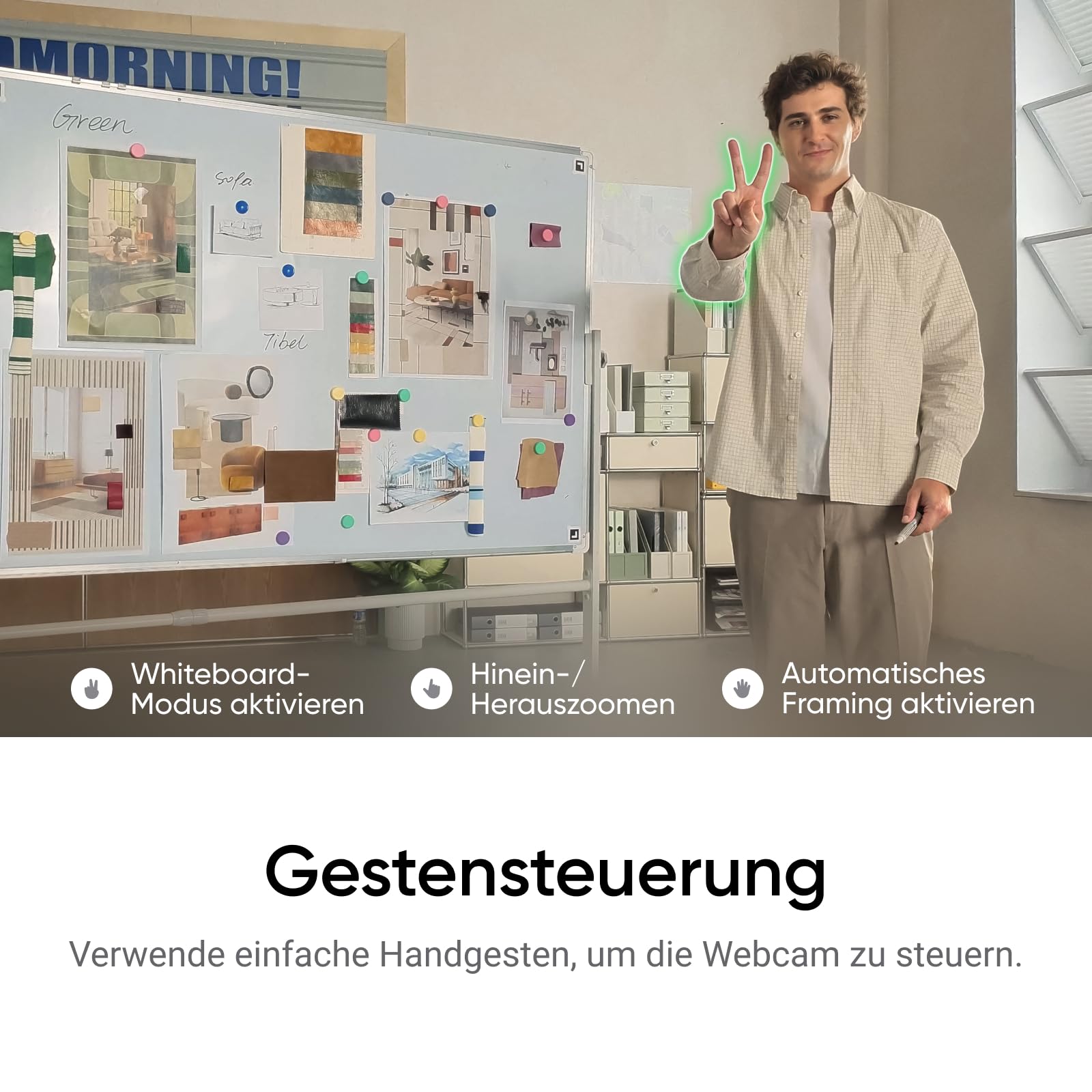 Insta360 Link 2C - 4K Webcam für PC/Mac, 1/2" Sensor, Auto-Framing, HDR, Mikro mit KI-Geräuschunterdrückung, Gestestenkontrolle, Streaming Kamera für Gaming, Zoom, Teams, Twitch & mehr