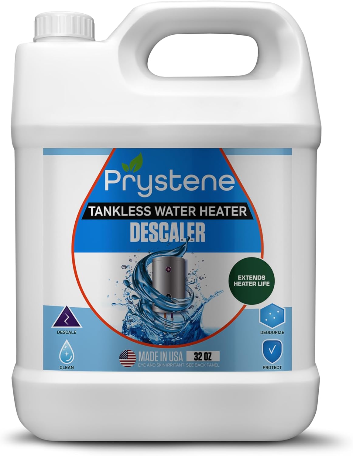 Tankless Water Heater Descaler Solution (32 Fluid Ounces) - Professional-Grade Descaler/Cleaner Restores Heating Efficiency. Easy to Use, Food Grade Ingredients, Biodegradable, Made in USA.