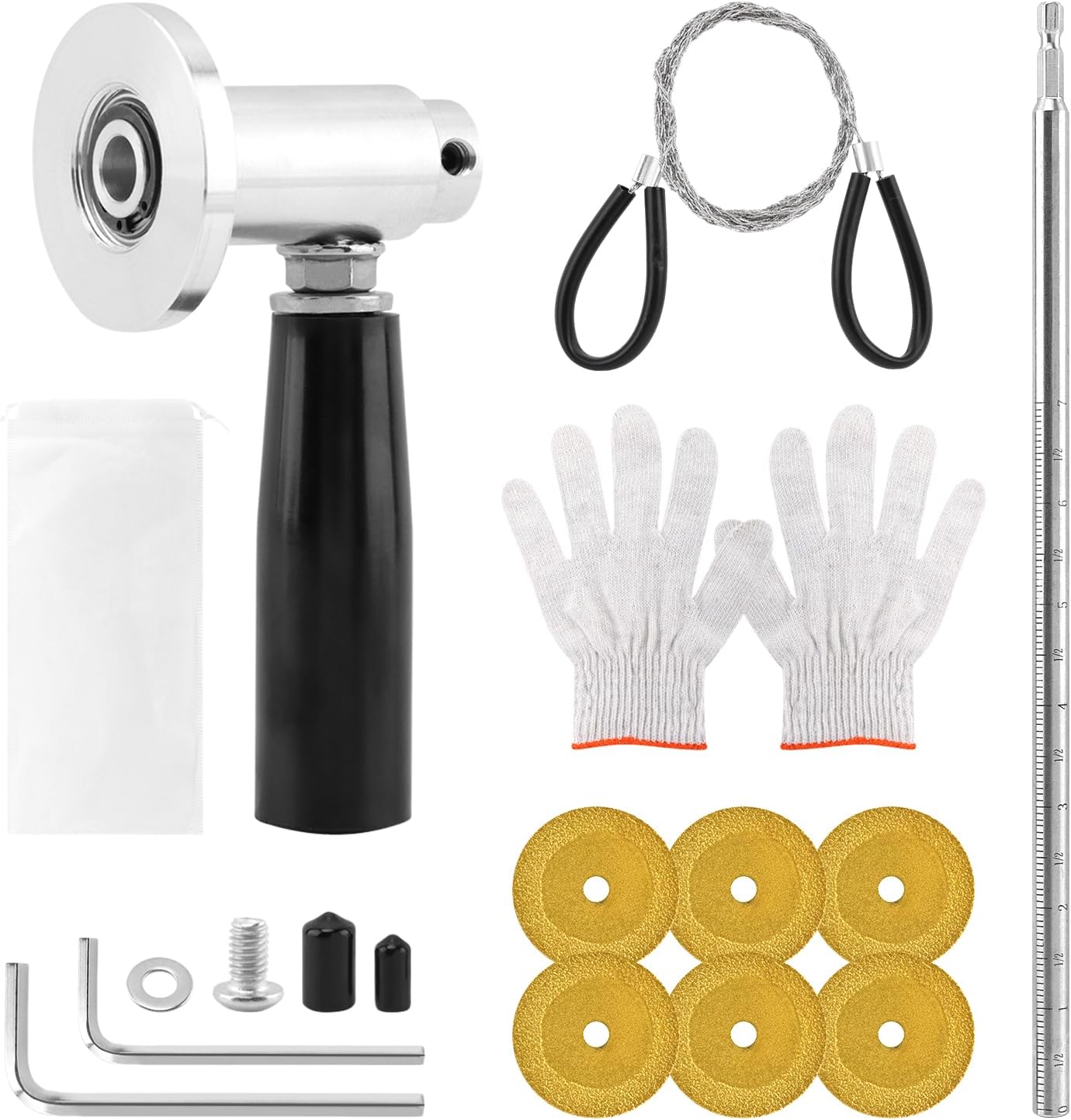 7-Inch PVC Pipe Cutter Tool for Drill-Internal/Inside Pipe Cutting, PVC Cutter Tool Set with Adjustable Depth Gauge, Gloves, Hex Shank, 6PCS Blades for Plumbing, Irrigation, DIY Projects