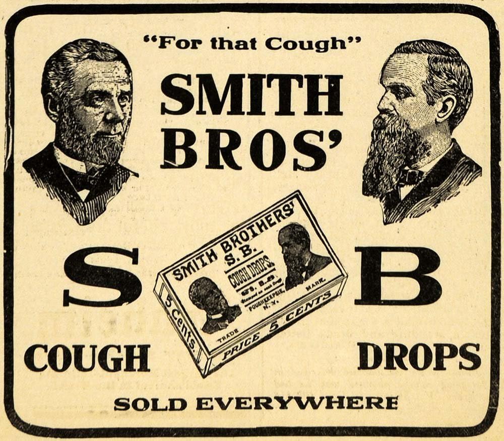 1914 Ad Smith Brothers Cough Drops Health Trademark Original Print Ad