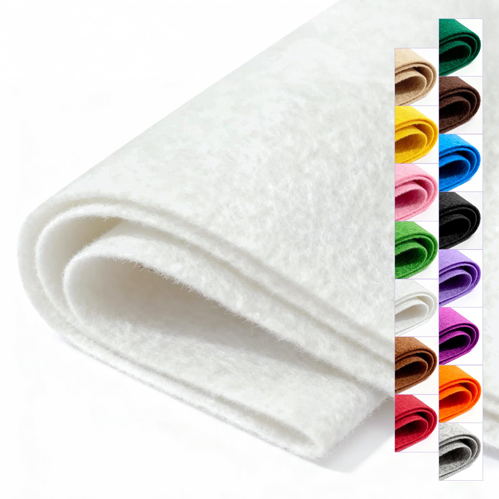 White Stiff Felt Sheet 36'' X 36'', 1mm Large Felt Fabric Sheet for Crafts