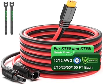 Bateria Power 2 FT Solar to XT60 Extension Cable Solar Panel XT60 Adapter