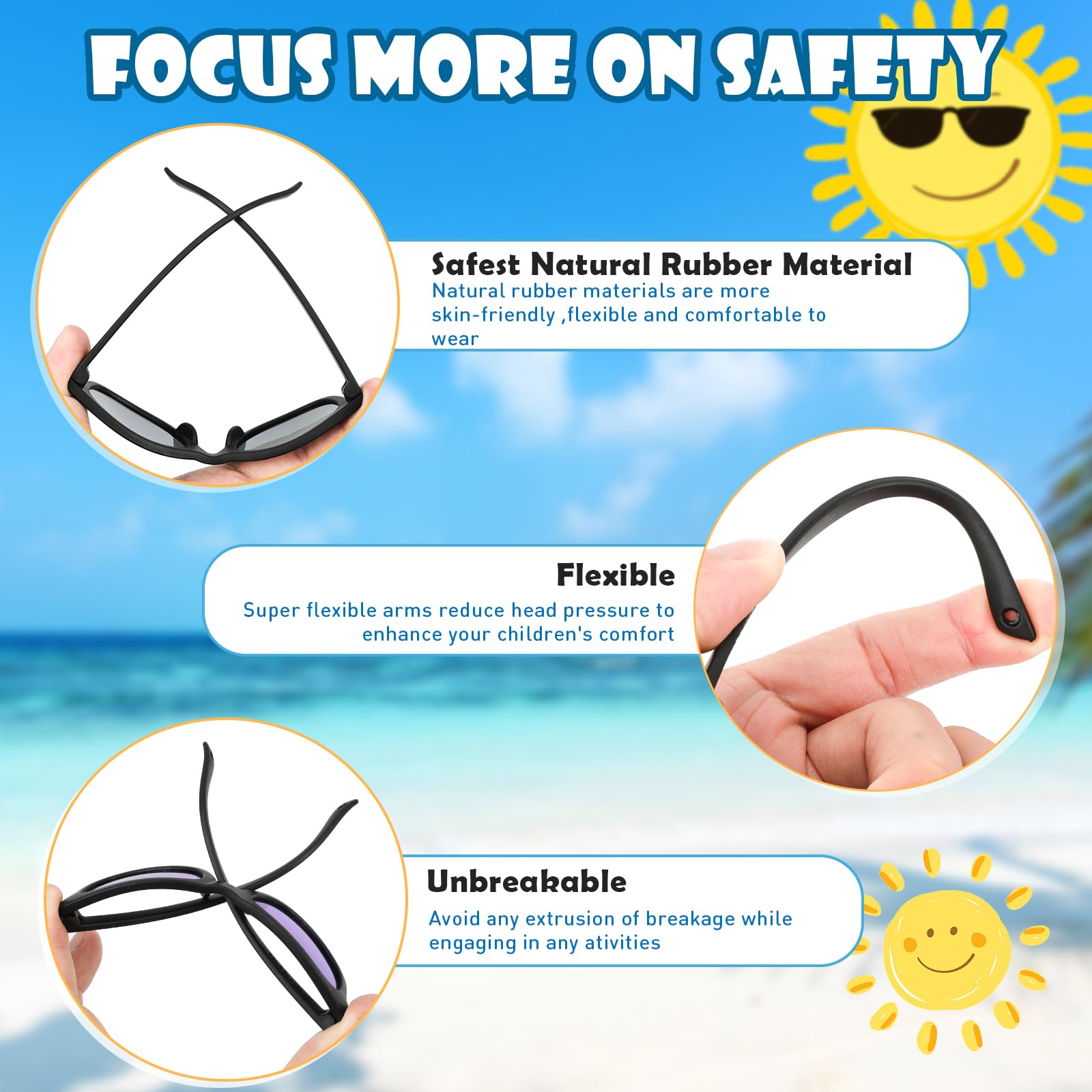 Hifot Gafas de sol para bebés Niño Niña, polarizadas UV400 100% protección Rayos Gafas de sol templos Gafas de Sol Infantiles - De 2años a 7años