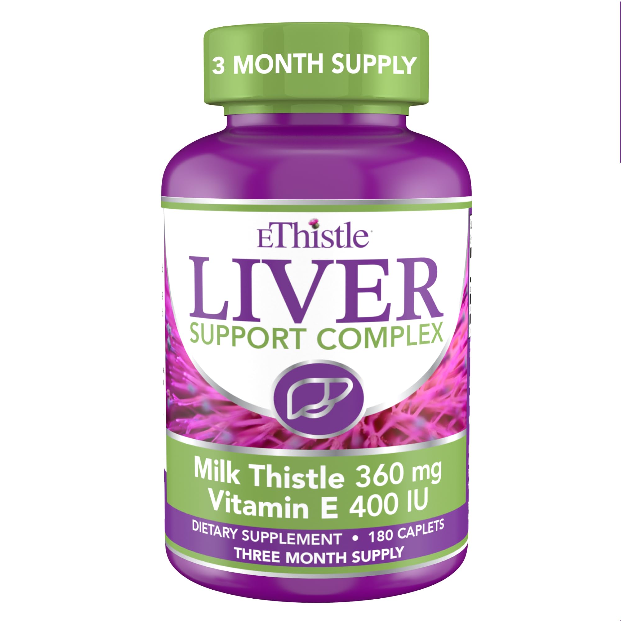 EThistle Suplemento Fitoterápico de Cardo-Mariano e Vitamina E 360 mg e 400 UI, 180 comprimidos