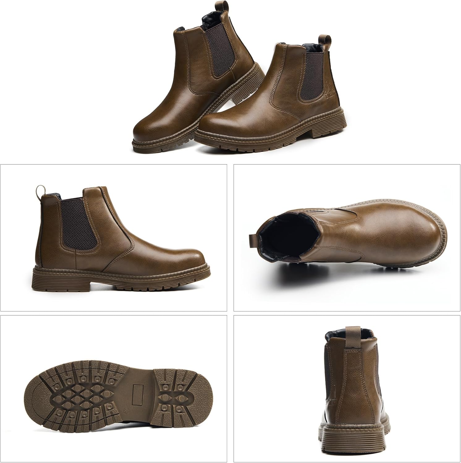 Unisex-Adults Steel Toe Chelsea Boots, Men's Industrial Construction Shoes, Waterproof, Lightweight, Comfortable, Non-slip Safety Boots - Image 2